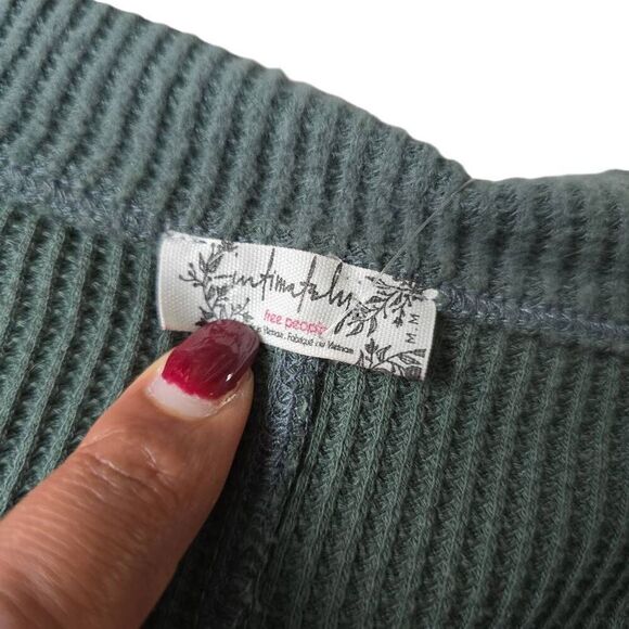 Free People Lovin’ This Feeling Bodysuit Women's Medium Green Knit Wrap Thermal - Picture 5 of 7